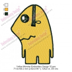 Yellow Monster Embroidery Design 10
